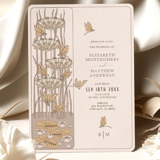 Invitación Boda Art Nouveau de Ivory Dragonfly Belle Epoque (Subido por el creador)