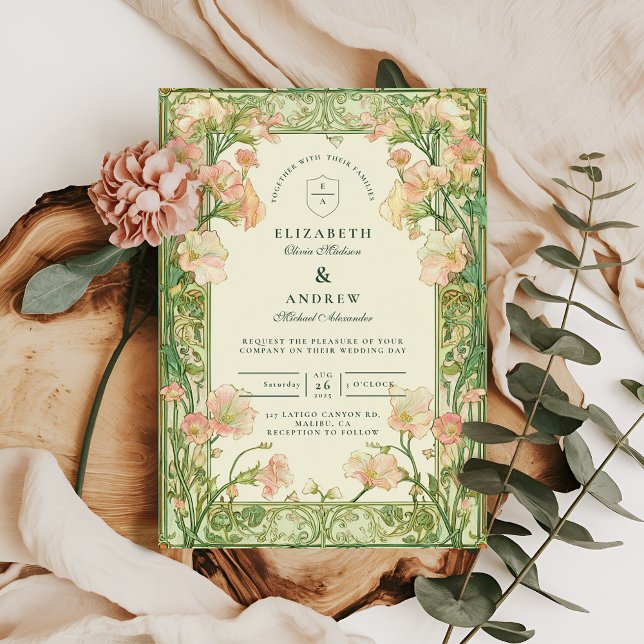 Invitación Boda Art Nouveau de Pea Dulce Rosa (Subido por el creador)