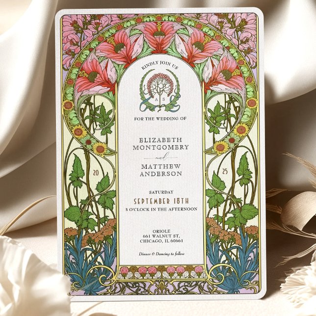 Invitación Boda Art Nouveau Delicate Coral (Subido por el creador)