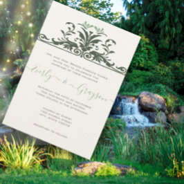 Invitación Boda Art Nouveau Dragonfly Pale Mint