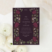 Boda Art Nouveau Floral Borgoña