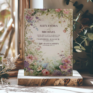 Invitación Boda Art Nouveau Floral Púrpura de Otoño 