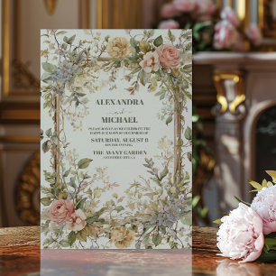 Invitación Boda Art Nouveau Floral Rústica