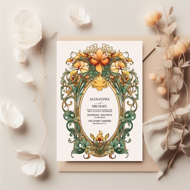 Invitación Boda Art Nouveau floral vintage (Subido por el creador)