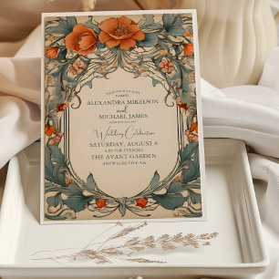 Invitación Boda Art Nouveau Floral Vintage