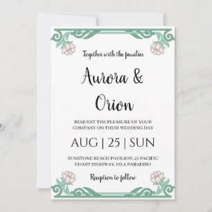 Invitación boda art nouveau floral vintage preciosa