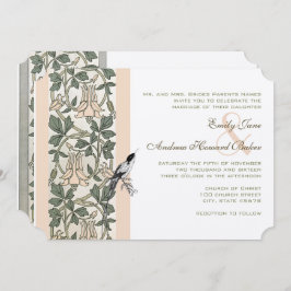 Invitación Boda Art Nouveau HoneySuckle Hummingbird
