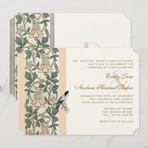 Invitación Boda Art Nouveau HoneySuckle Hummingbird