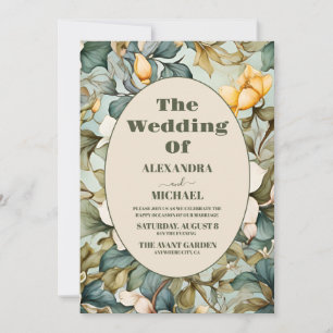 Invitación Boda Art Nouveau Lirio Blanco Acuarela