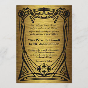 Invitación Boda art nouveau oro gran Gatsby