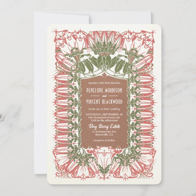 Invitación Boda Art Nouveau Royal Lily (Anverso)