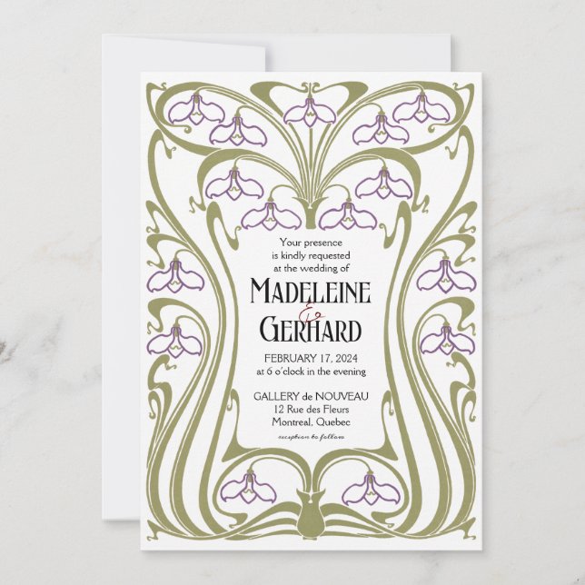 Invitación Boda Art Nouveau Snowdrop (Anverso)