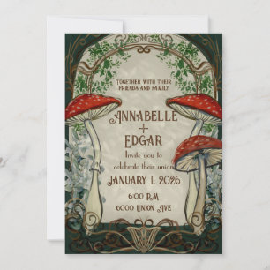 Invitación Boda Art Nouveau vintage de cuento de hadas