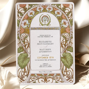 Invitación Boda Art Nouveau Vintage Poppies