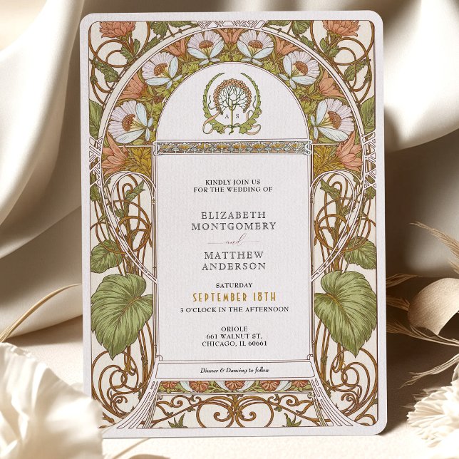 Invitación Boda Art Nouveau Vintage Poppies (Subido por el creador)