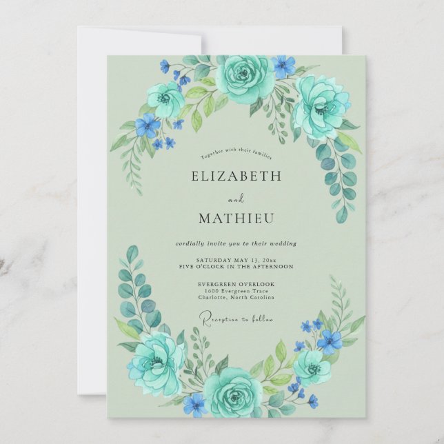 Invitación Boda Artisanal de Hojas de Menta Acuática (Anverso)