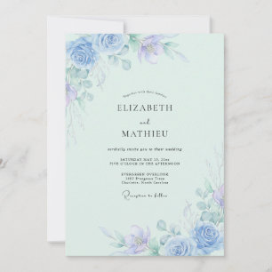 Invitación Boda Artisanal de Hojas de Menta Periwinkle