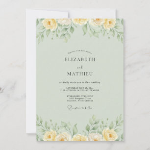 Invitación Boda Artisanal Mantequilla Celadón Peonía