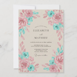 Invitación Boda Artística Boho Turquesa