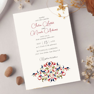 Invitación Boda Artística Botánica Floral Paisley de Lujo