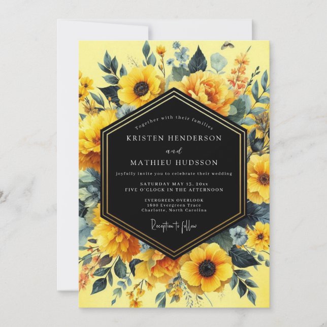 Invitación Boda Artística Canary Noir (Anverso)