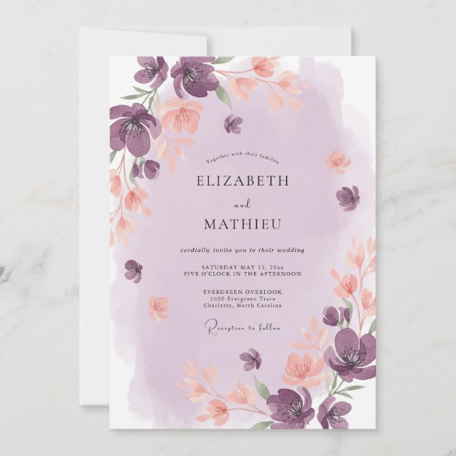 Invitación Boda Artística Ciruela Melocotón (Anverso)