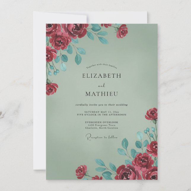 Invitación Boda artística de invierno en Borgoña (Anverso)