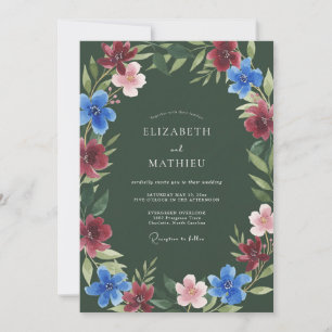 Invitación Boda artística de invierno en verde cazador