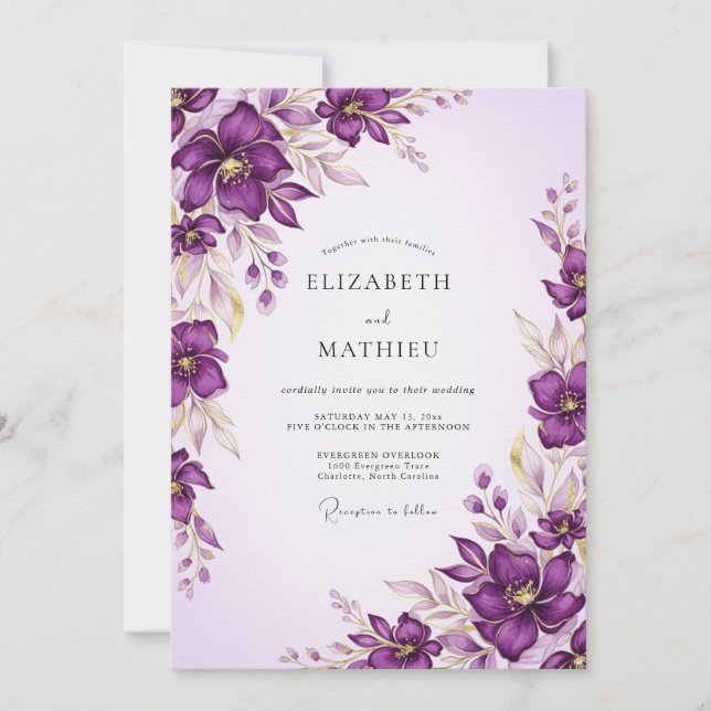 Invitación Boda Artística de Primavera con Ciruelas (Anverso)