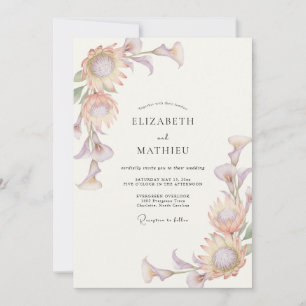 Invitación Boda Artística de Primavera con Rosa Liso Lavanda