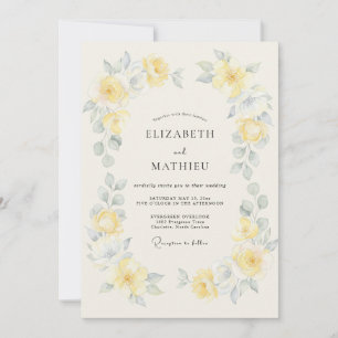 Invitación Boda artística de primavera en amarillo prímula