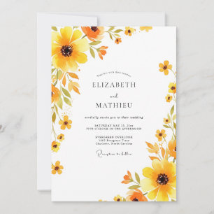Invitación Boda Artística Flor Amarillo