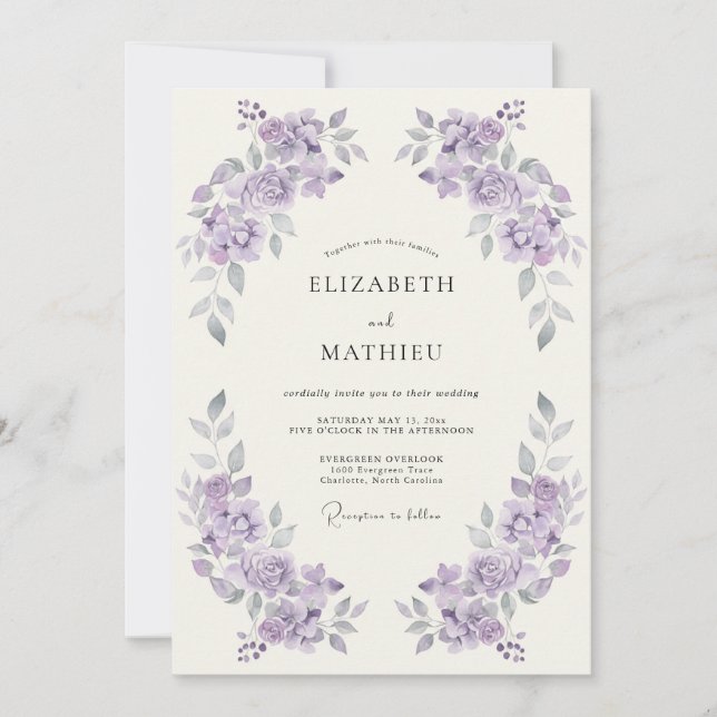 Invitación Boda Artística Flor de Lavanda (Anverso)