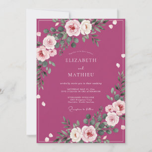 Invitación Boda Artística Floral de Ciruela Florecimiento