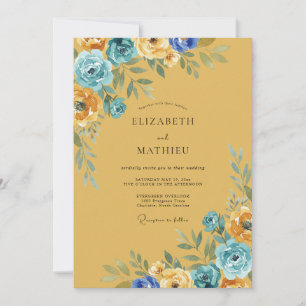 Invitación Boda Artística Floral Ocra