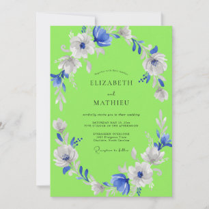 Invitación Boda Artística Floral Verde Lima