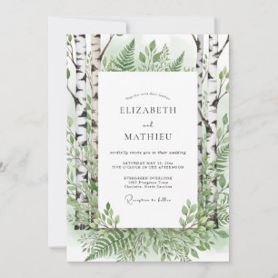Invitación Boda Artística Salvaje y Verde Musgoso