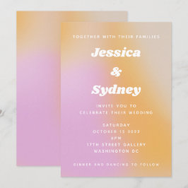 Invitación Boda artístico abstracto rosa y Naranja moderno