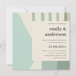 INVITACIÓN BODA ARTÍSTICO AZUL AQUÍ SUAVE MODERNO ABSTRACTO