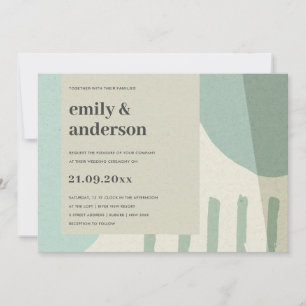 INVITACIÓN BODA ARTÍSTICO AZUL AQUÍ SUAVE MODERNO ABSTRACTO