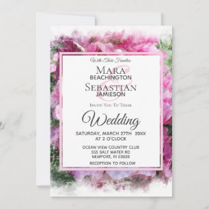 Invitación *~* Boda artístico de pintura de peones rosados AR