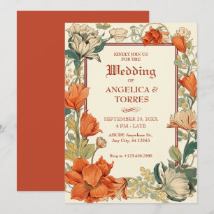 Invitación Boda artístico floral clásico