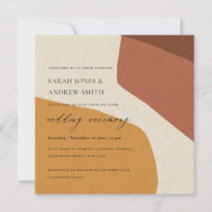 INVITACIÓN BODA ARTÍSTICO MODERNO ABSTRACTO AMARILLO TERRACOT