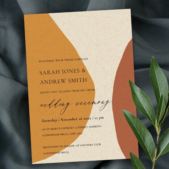 INVITACIÓN BODA ARTÍSTICO MODERNO ABSTRACTO AMARILLO TERRACOT (Subido por el creador)
