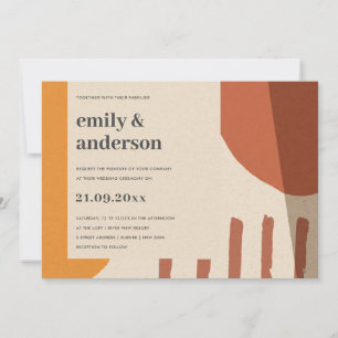 INVITACIÓN BODA ARTÍSTICO MODERNO ABSTRACTO AMARILLO TERRACOT