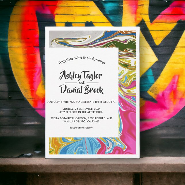 Invitación Boda artístico moderno de color mínimo (Subido por el creador)
