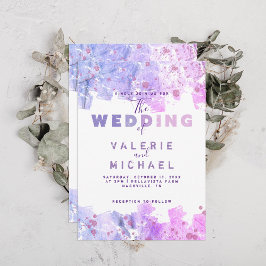 Invitación Boda artístico moderno de color rosa y morado