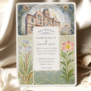 Invitación Boda artístico Turner Hall Milwaukee Art Nouveau