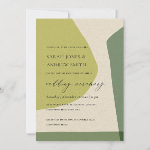 INVITACIÓN BODA ARTÍSTICO VERDE MODERNO ABSTRACTO AMARILLO LI