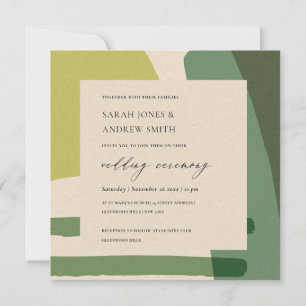 INVITACIÓN BODA ARTÍSTICO VERDE MODERNO ABSTRACTO DE KRAFT LI
